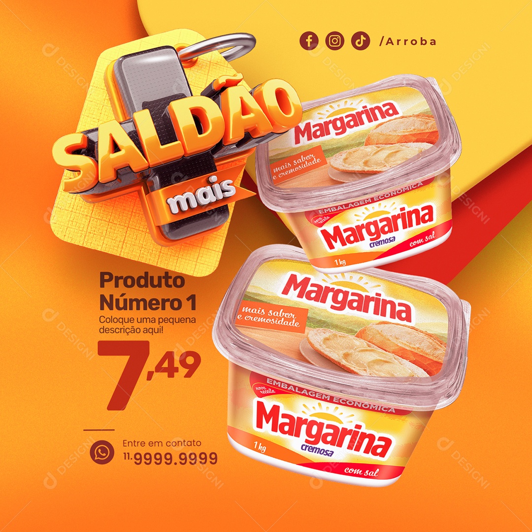 Saldão mais Supermercado produto Margarina Social Media PSD Editável