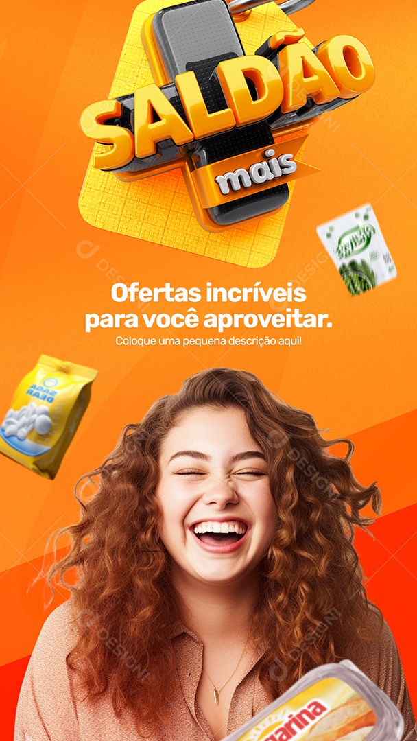 Story Saldão mais Supermercado produtos Ofertas incríveis Social Media PSD Editável