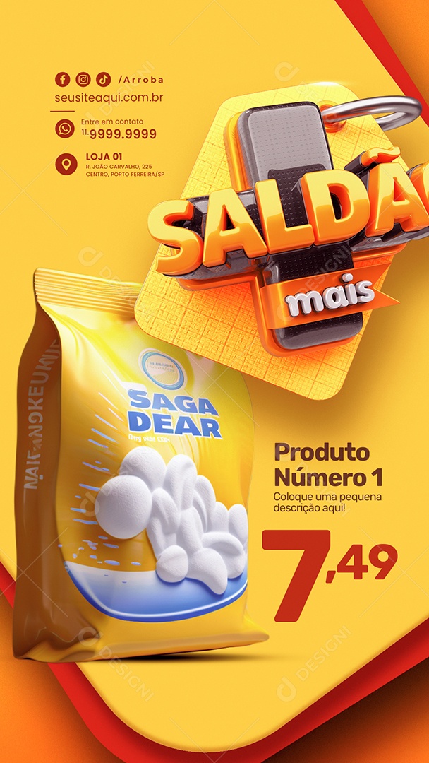 Story Saldão mais Supermercado produto Social Media PSD Editável