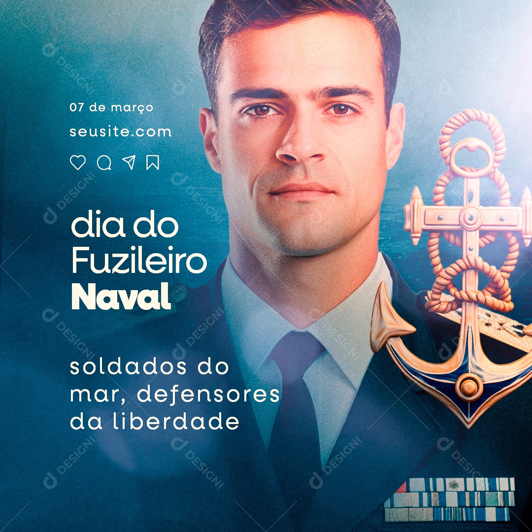 Dia do Fuzileiro Naval soldados do mar defensores da liberdade Social Media PSD Editável
