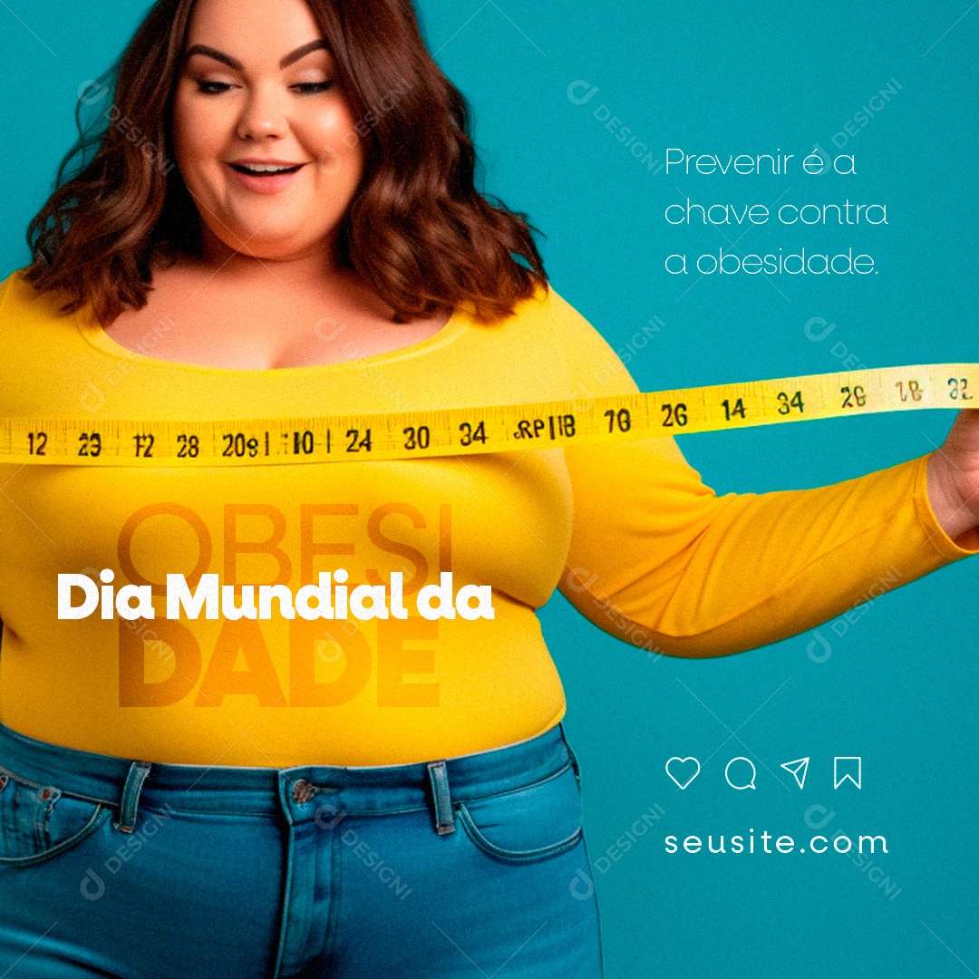 Dia Mundial da Obesidade 04 De Março Prevenir é a chave Social Media PSD Editável