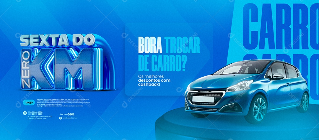 Banner Sexta Do Zero KM Concessionária Bora trocar de Carro Social Media PSD Editável