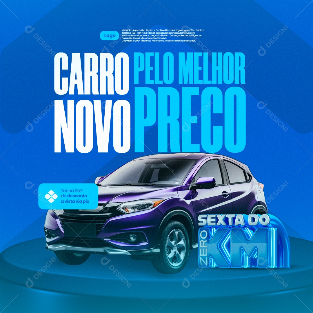 Sexta Do Zero KM Concessionária Carro pelo Melhor Novo Preço Social Media PSD Editável
