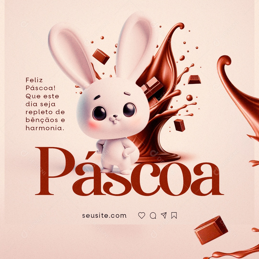 Feliz Páscoa Que este dia seja repleto de bençãos e harmonia Social Media PSD Editável