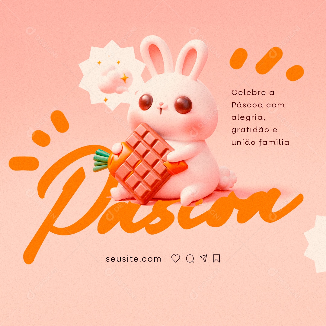 Celebre a Páscoa com alegria gratidão e união Família Social Media PSD Editável