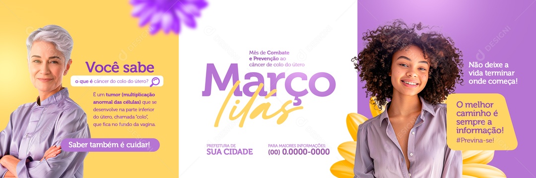 Carrossel Março Lilás Saber Também é Cuidar Social Media PSD Editável