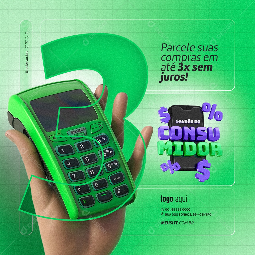 Saldão do Consumidor Supermercado Parcele suas compras Social Media PSD Editável