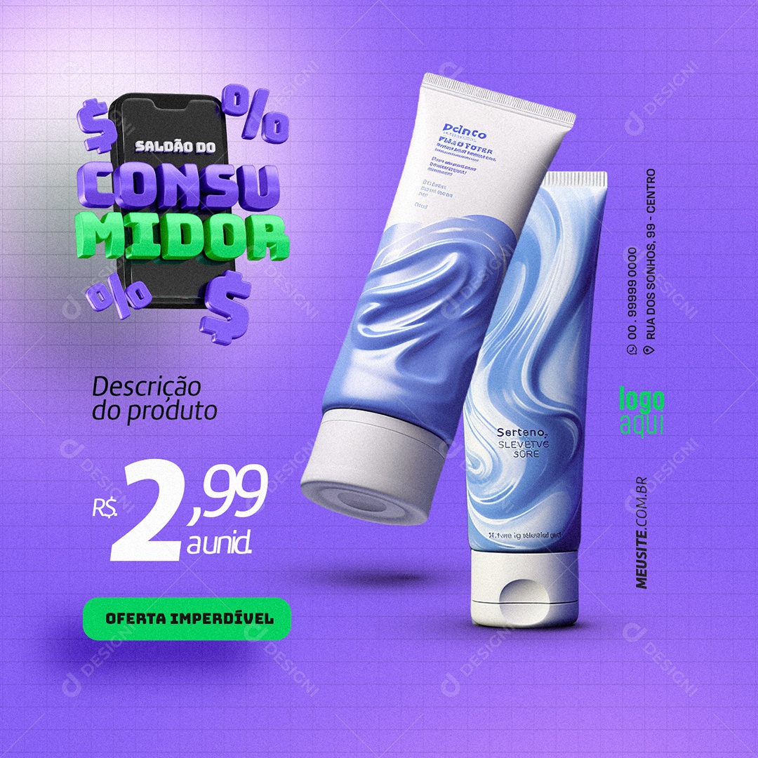 Saldão do Consumidor Supermercado Oferta Imperdível Social Media PSD Editável