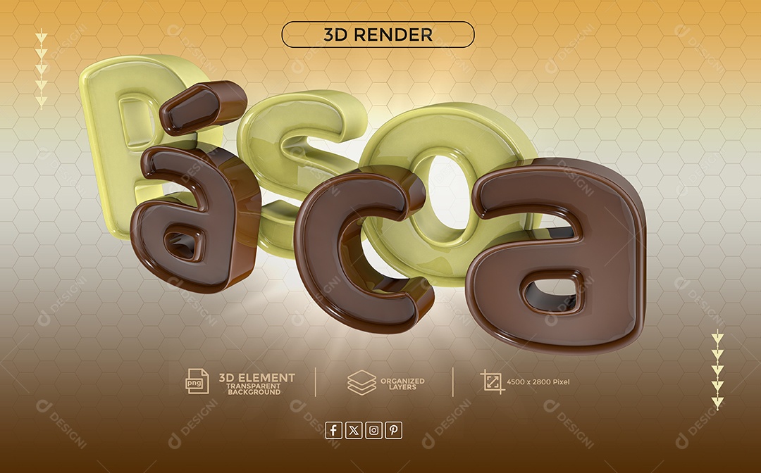 Easter White Brown 3D Text for PSD Composition