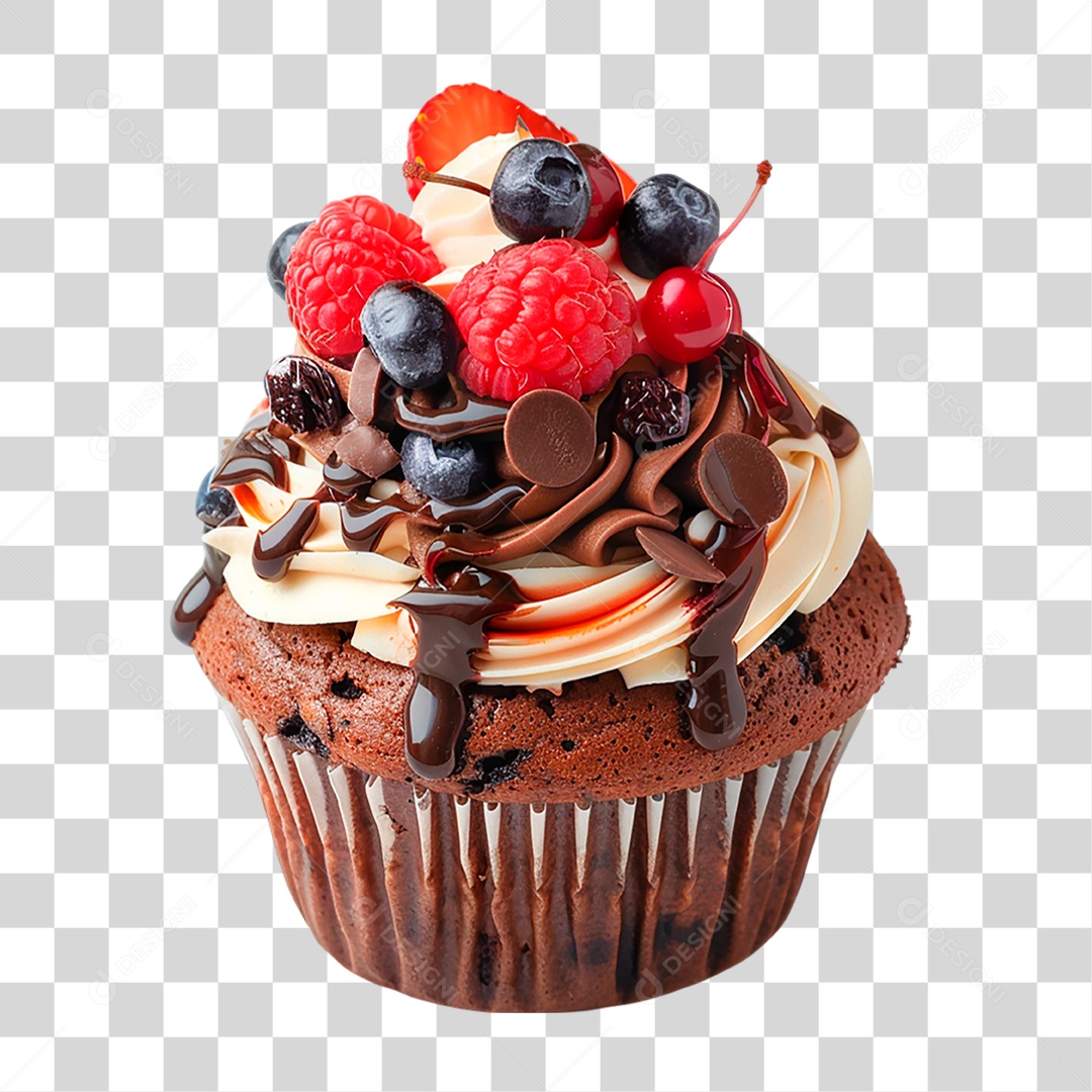 Cupcake de Chocolate PNG Transparente