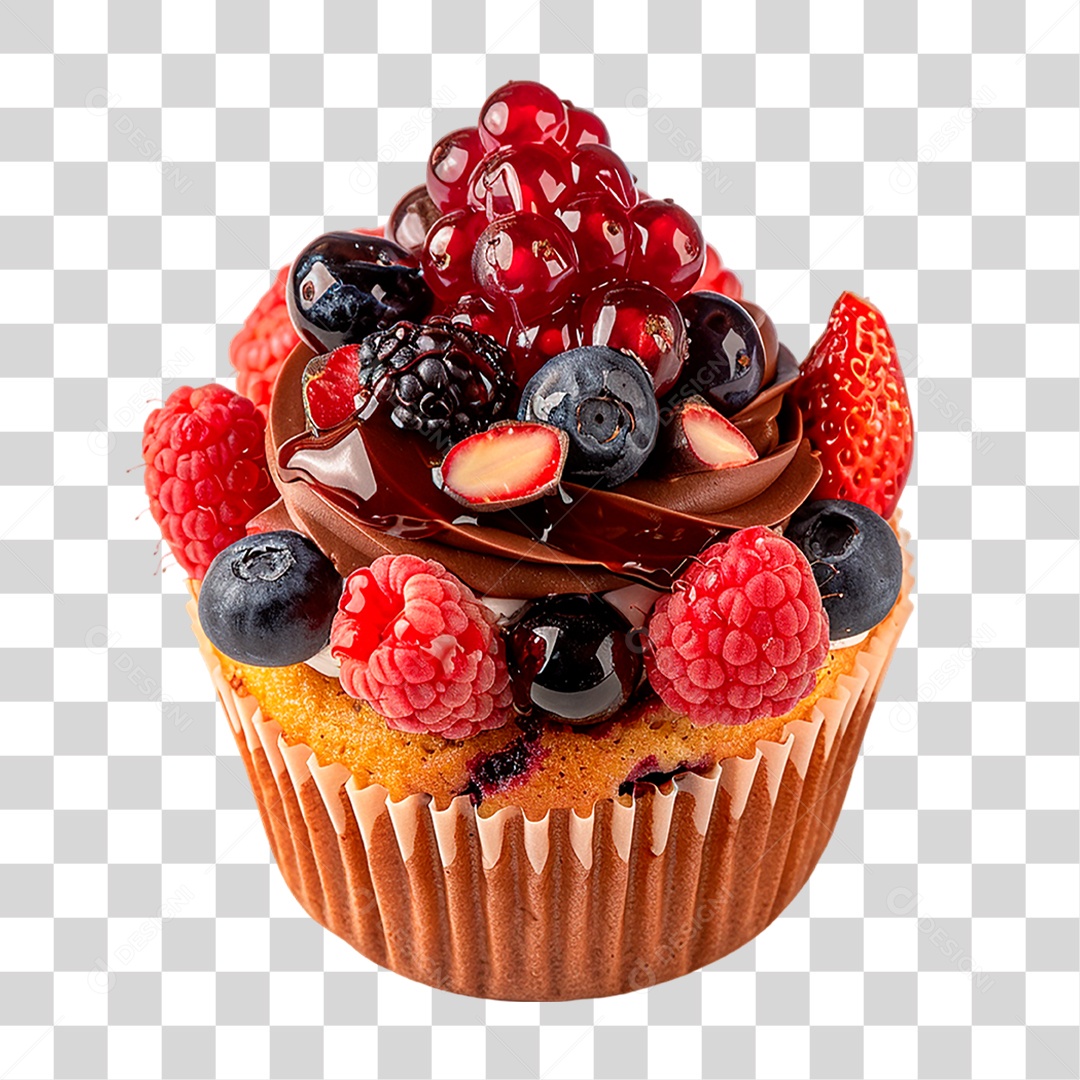 Cupcake de Chocolate PNG Transparente