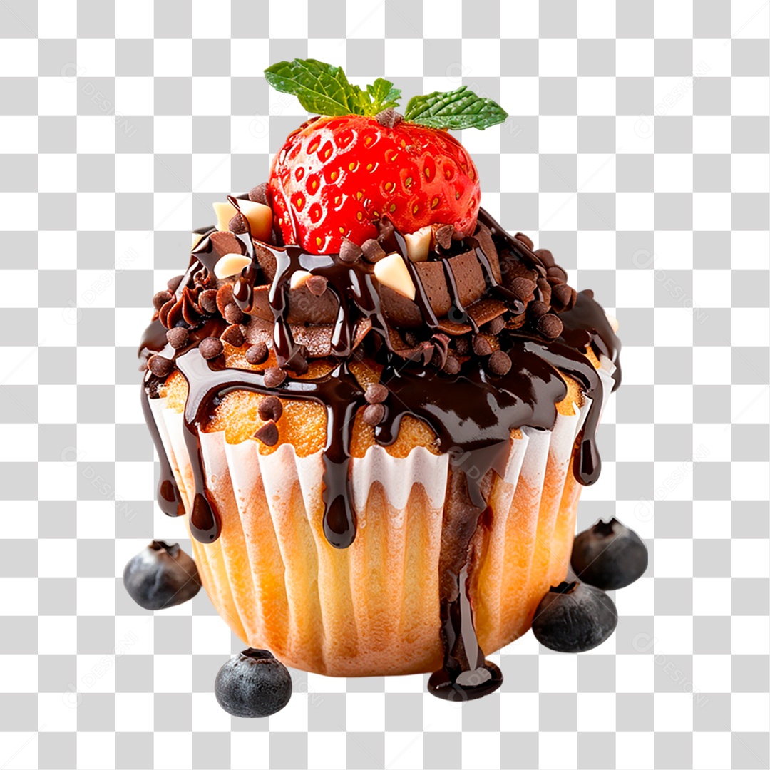 Cupcake de Chocolate PNG Transparente