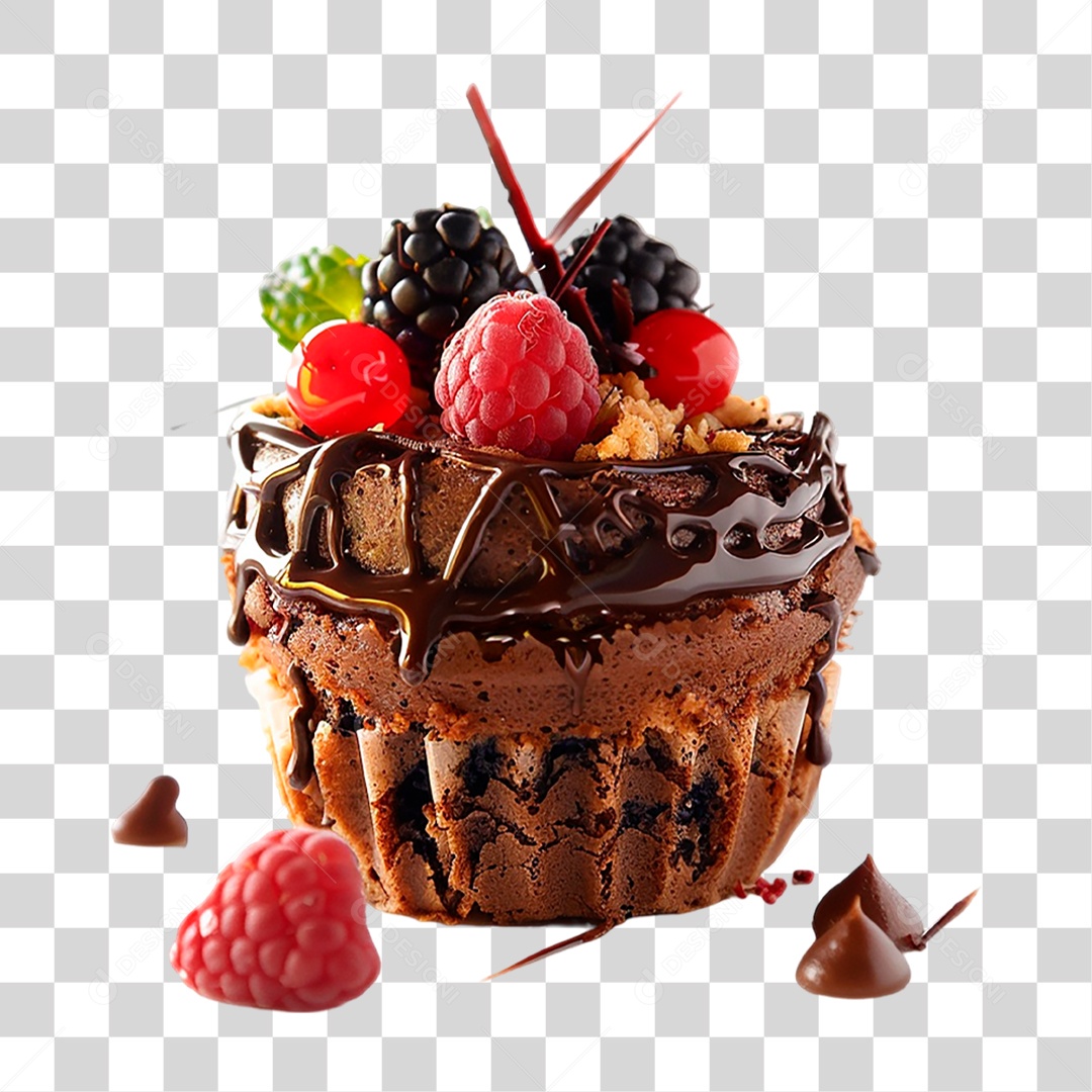 Cupcake de Chocolate PNG Transparente
