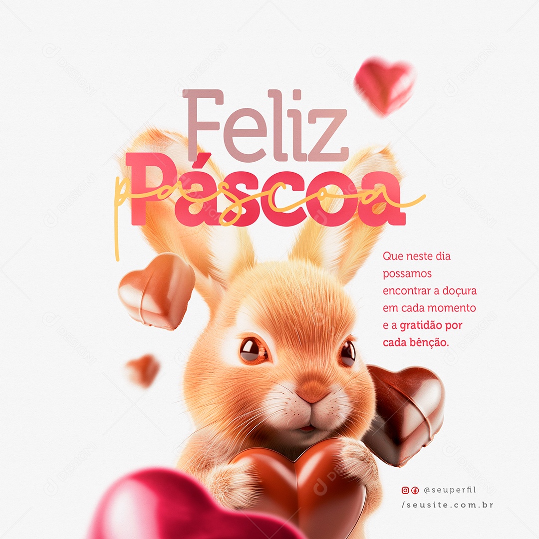 Feliz Páscoa gratidão por cada benção Social Media PSD Editável