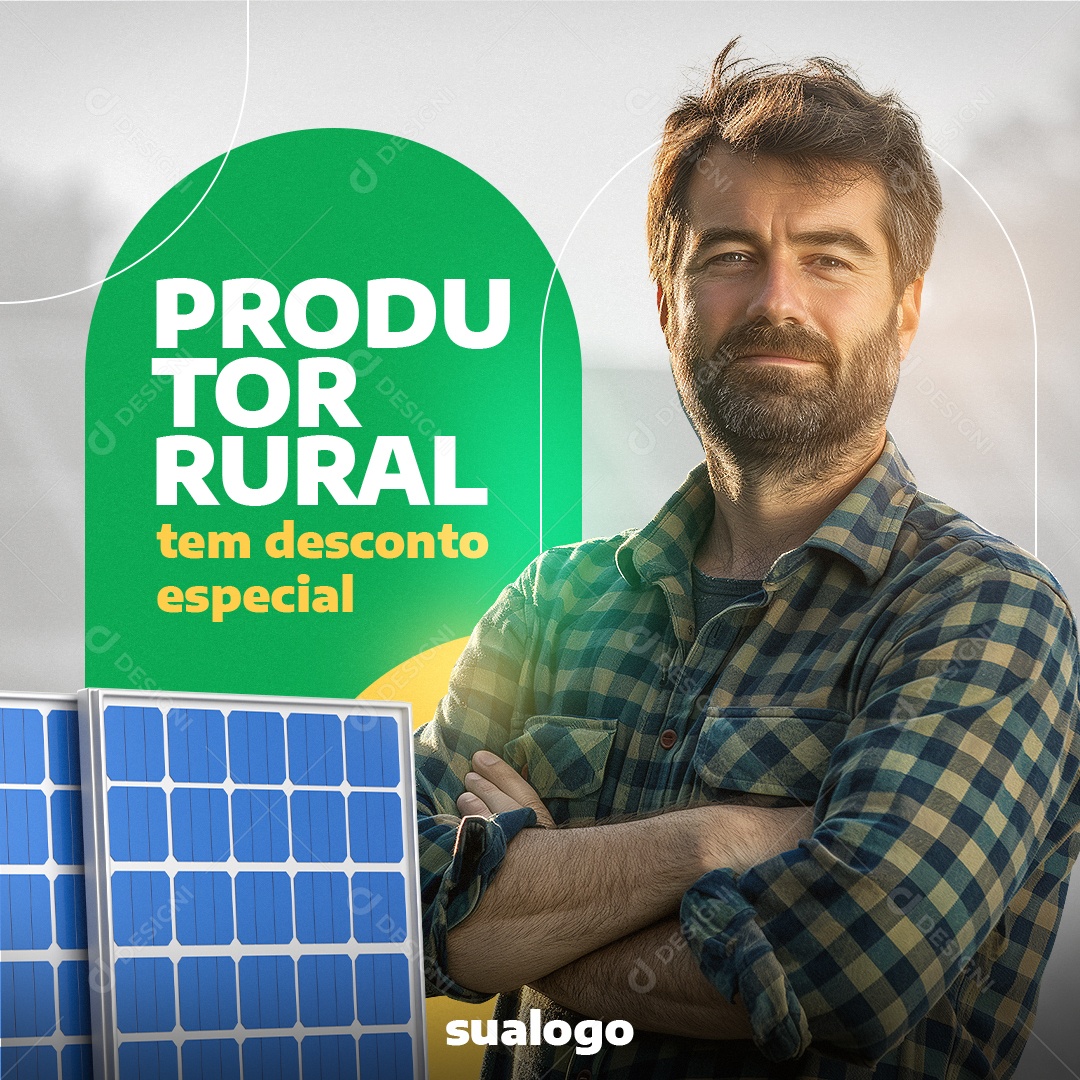 Energia Solar Produtor Rural tem desconto especial Social Media PSD Editável