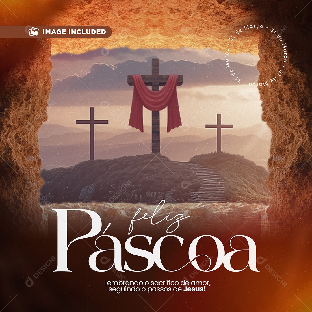 Feliz Páscoa Lembrando o sacrifício de amor Social Media PSD Editável