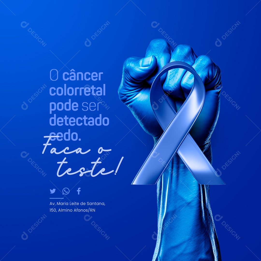 Março Azul Marinho Faça o teste Social Media PSD Editável