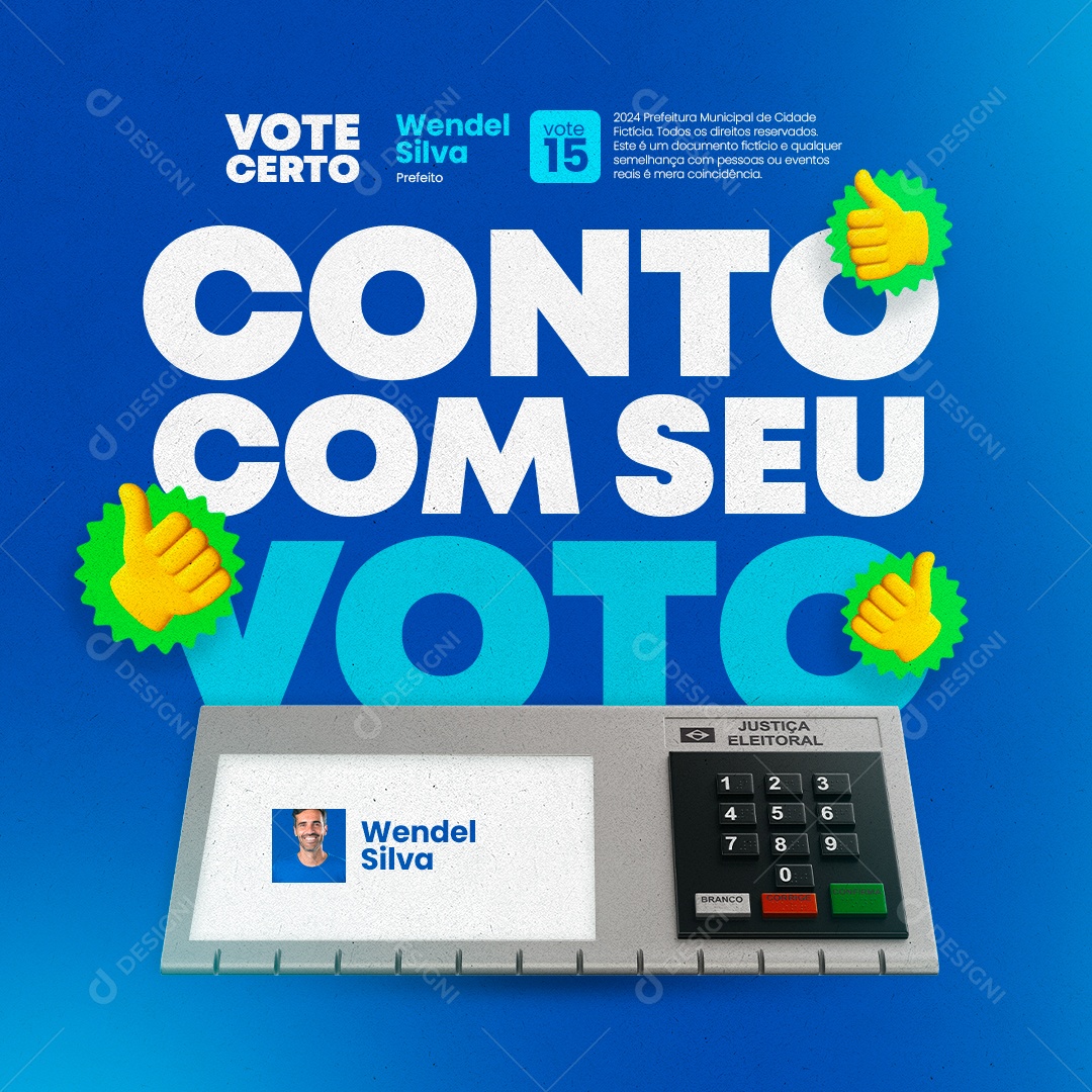 Campanha Política Conto com seu Voto Social Media PSD Editável