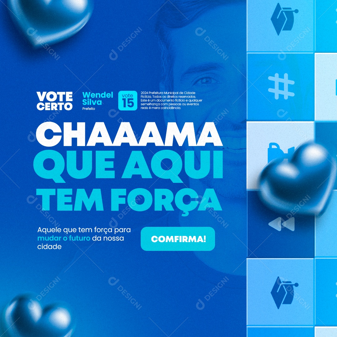 Campanha Política Vote Certo Prefeito Wendel Silva Social Media PSD Editável