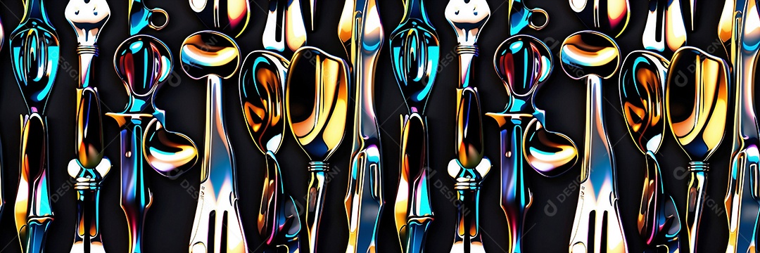 Conjunto de talheres com padrão de renderização 3D design moderno