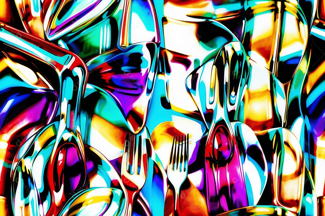 Conjunto de talheres com padrão de renderização 3D design moderno