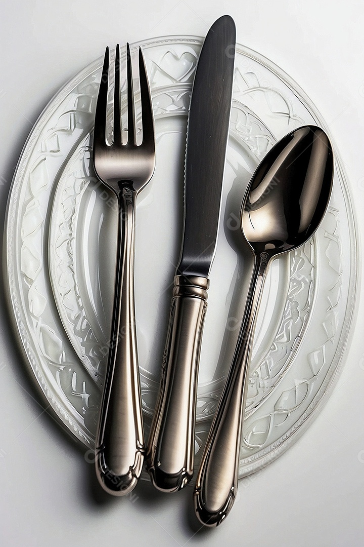 Conjunto de talheres com renderização 3d em cores modernas isoladas