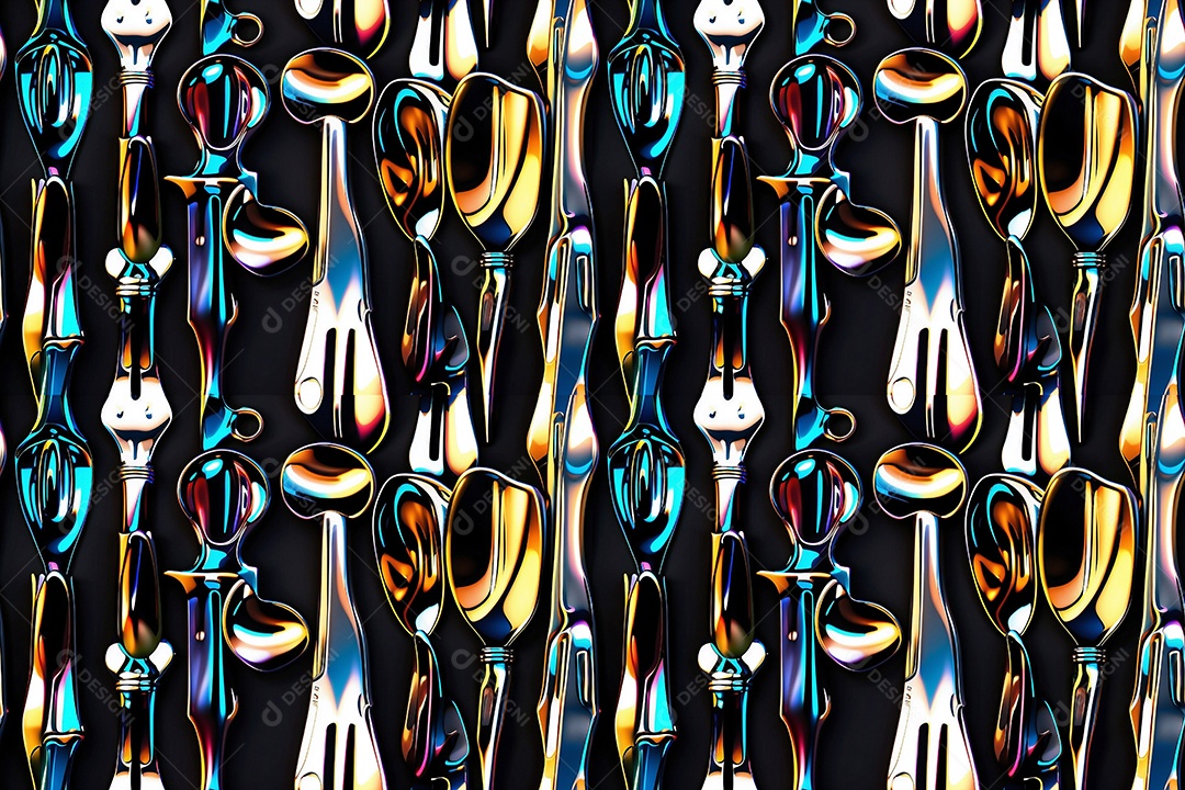 Conjunto de talheres com padrão de renderização 3D design moderno