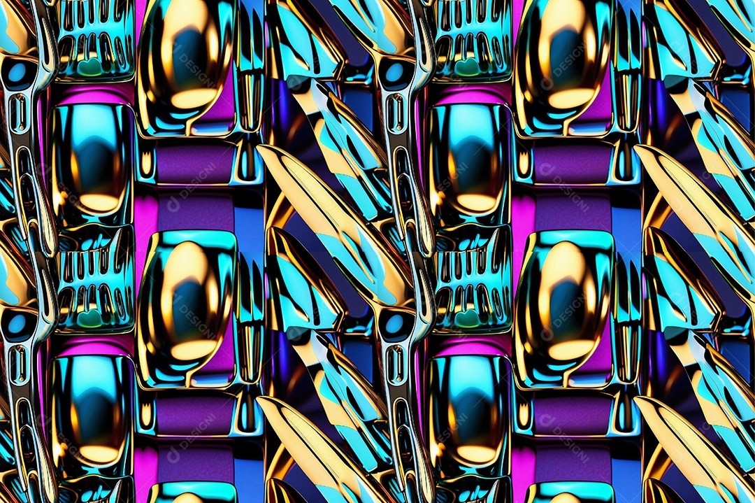 Conjunto de talheres com padrão de renderização 3D design moderno