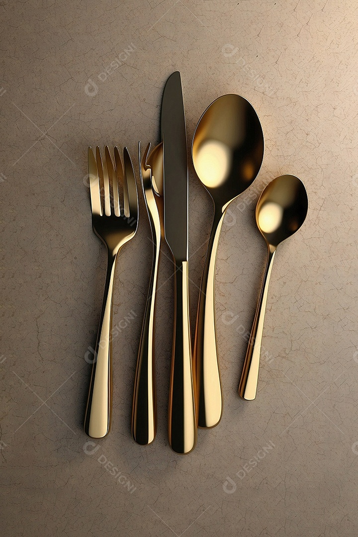 Conjunto de talheres com renderização 3d em cores modernas isoladas