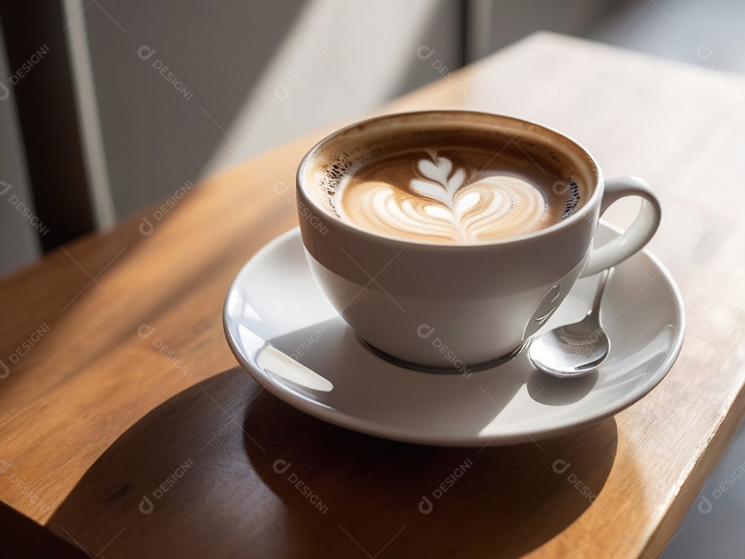 Xícara de cerâmica com capuccino