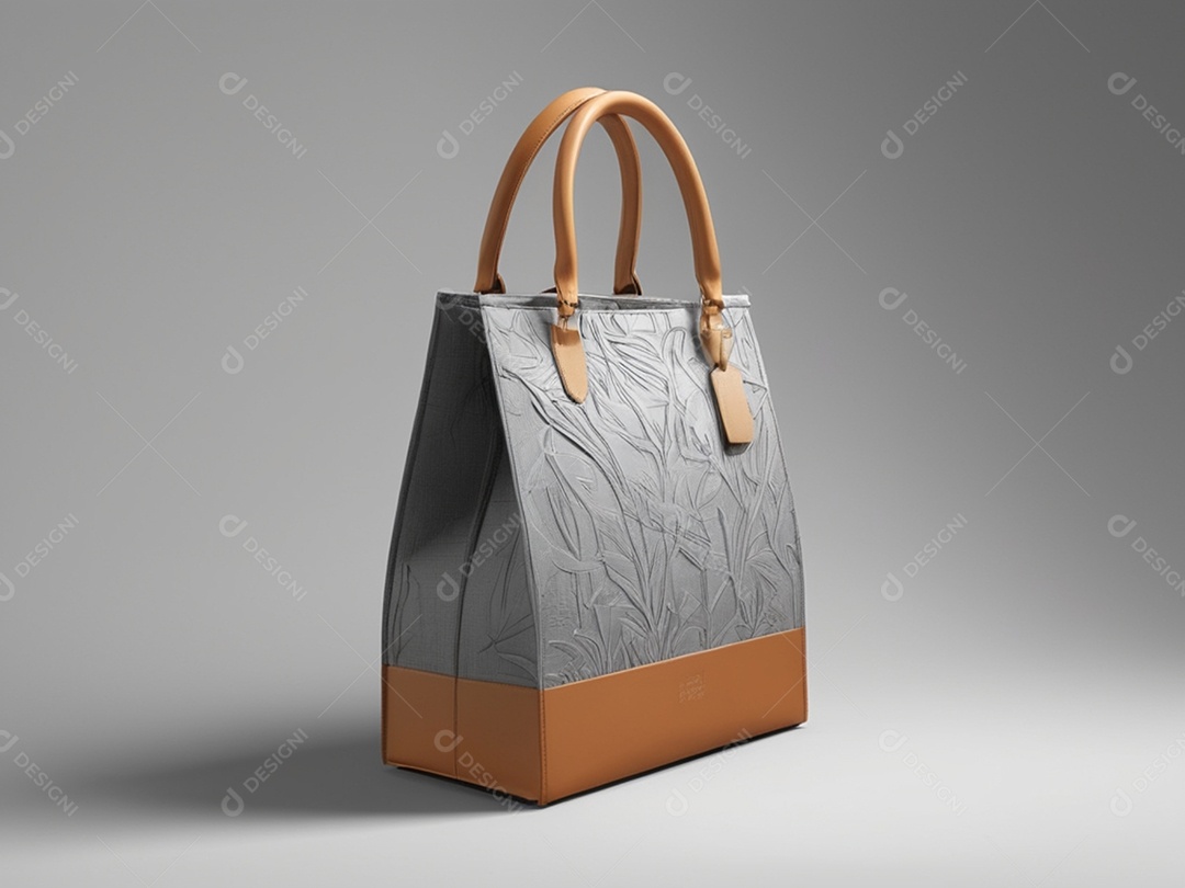 Bolsa quadrada cinza com alaranjado