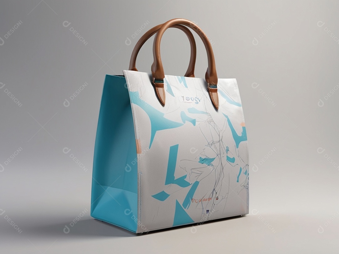 Bolsa quadrada branca e azul