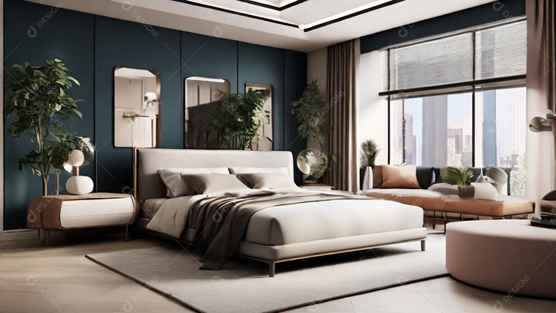 Quarto aconchegante moderno lindo