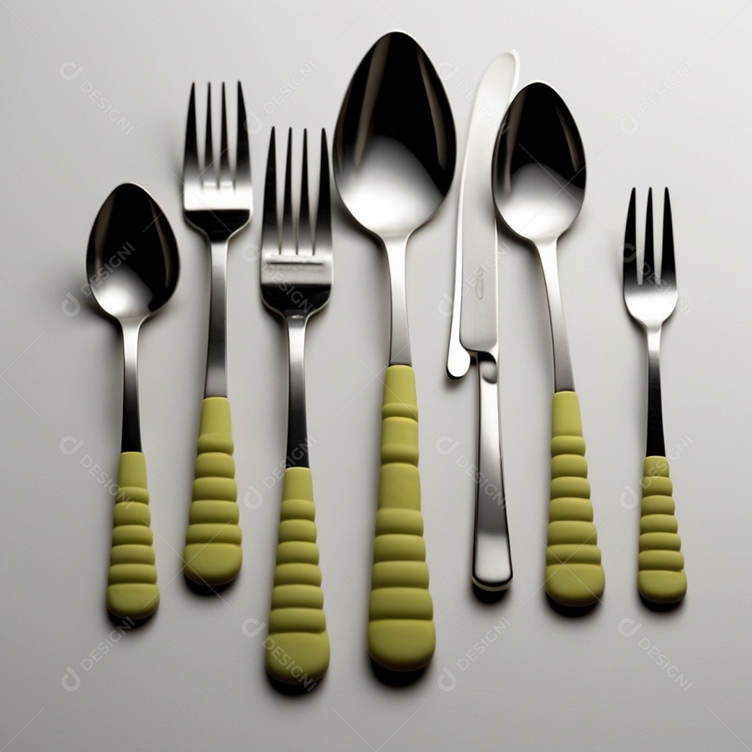 Talheres com cabos verdes