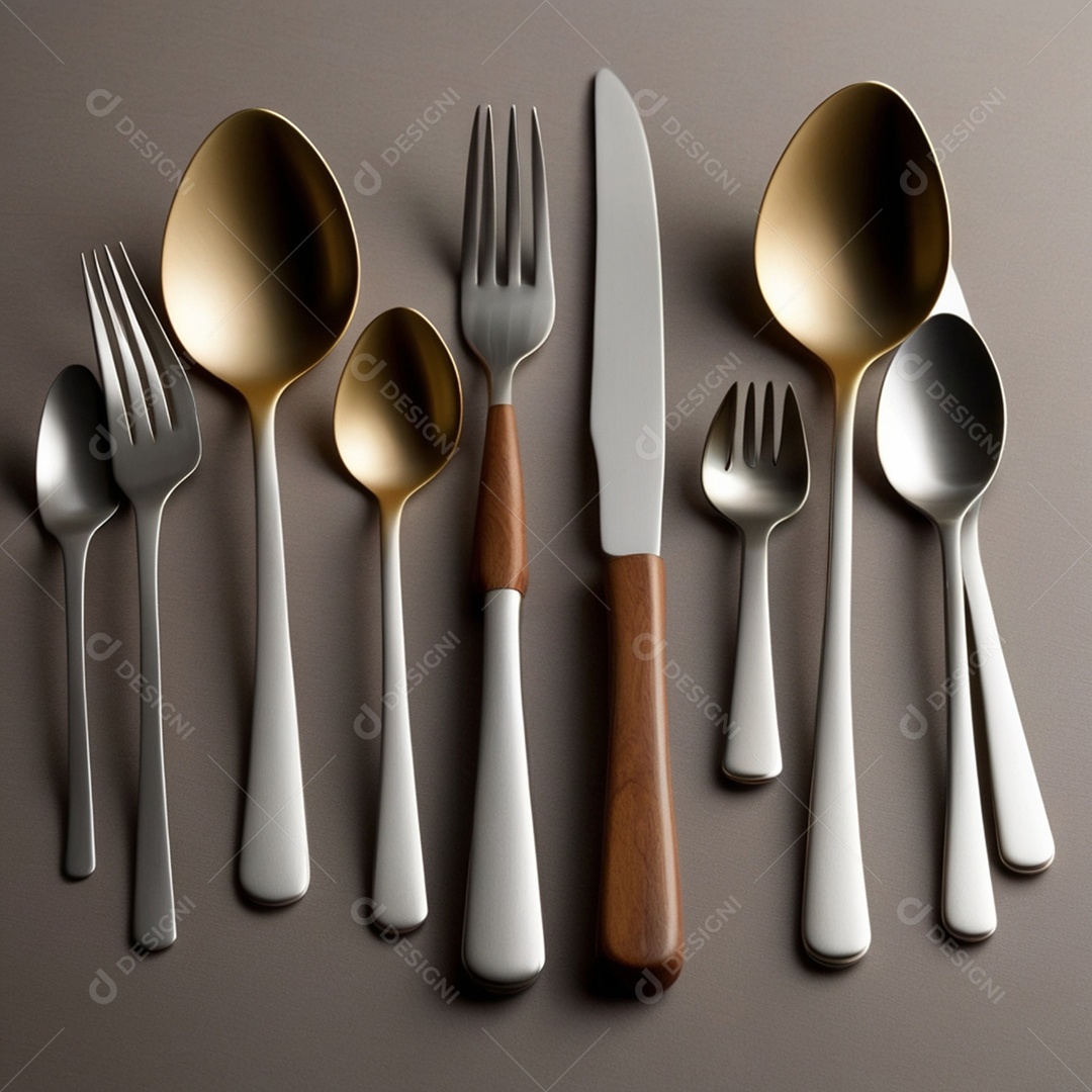 Talheres pratas e douradas