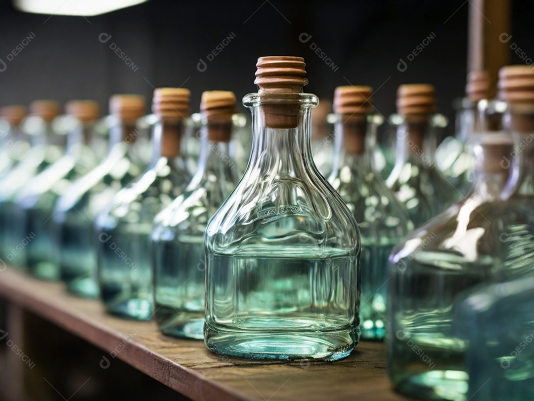 Frascos de vidro tampados