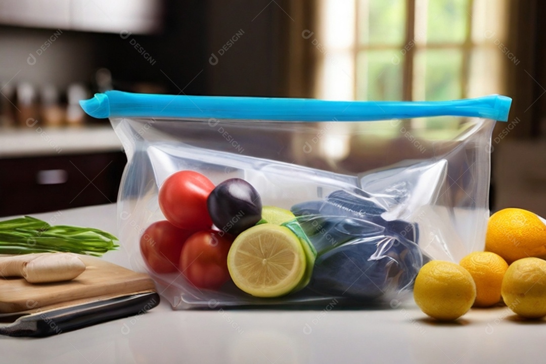 Pacotes a vácuo de organização de alimentos