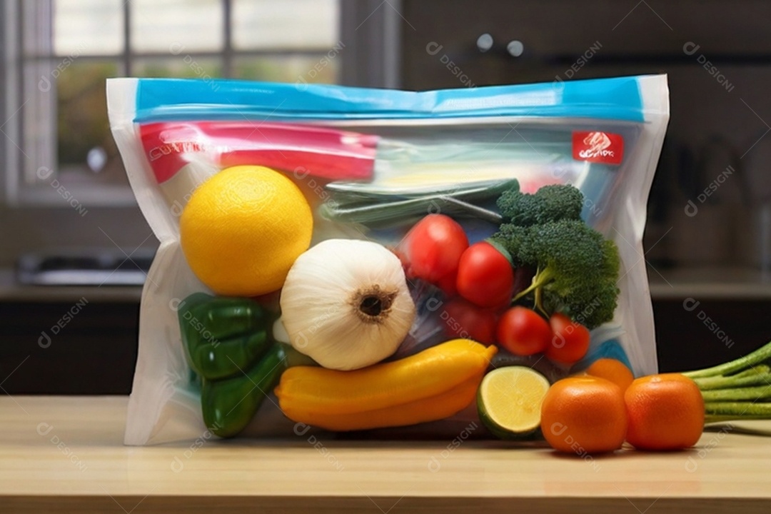 Pacotes a vácuo de organização de alimentos