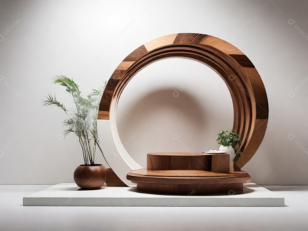 Vaso de planta com decoração de madeira linda rústica