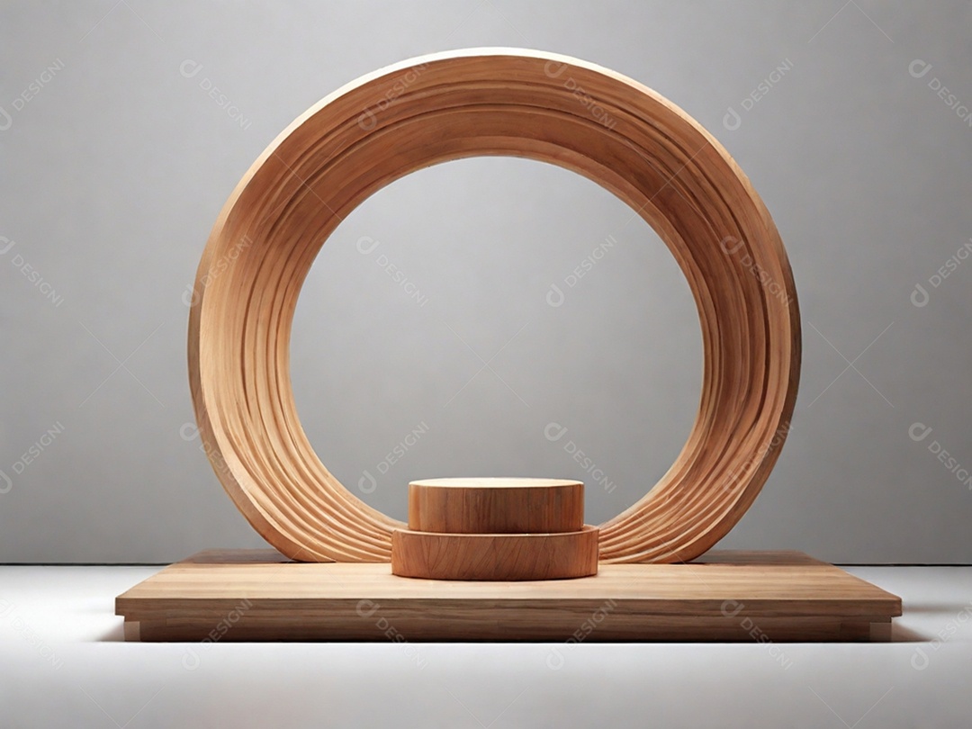 Pódio com anel pedestal de madeira moderno