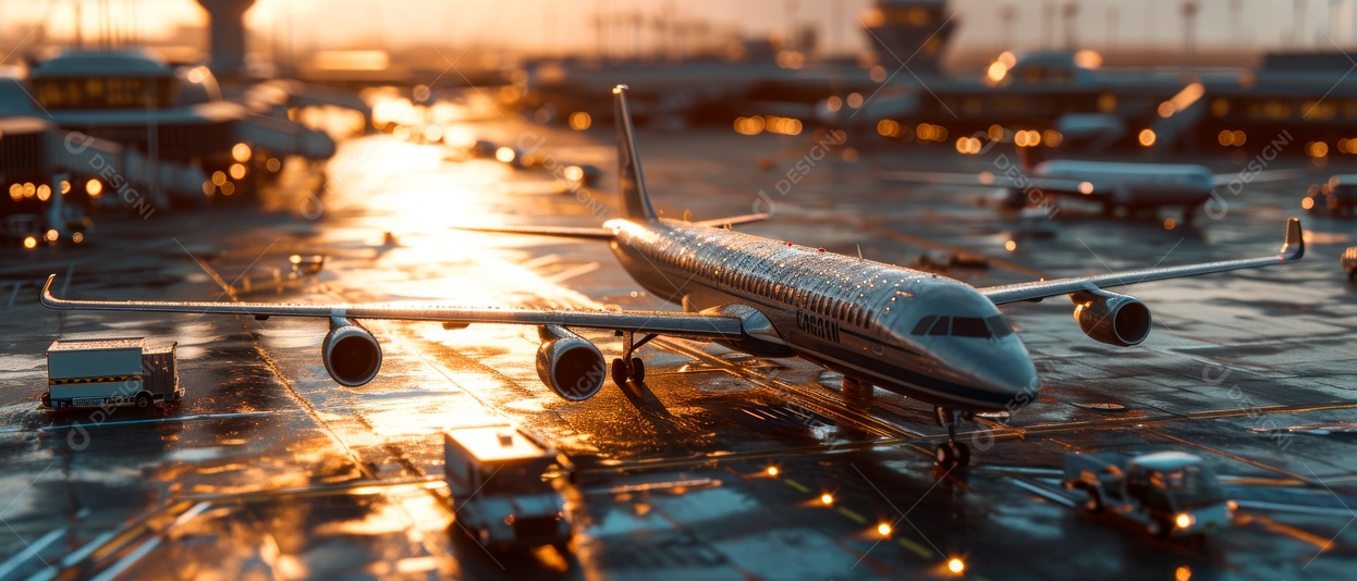 Avião estacionado no aeroporto Generative AI.