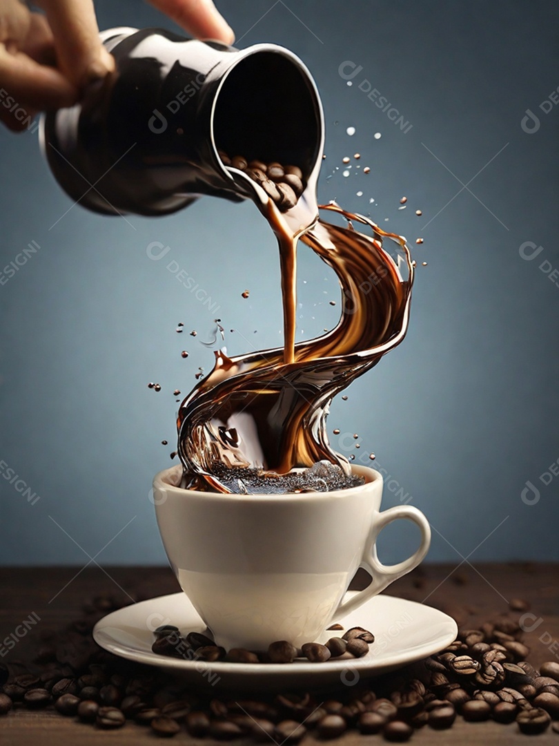 Uma pessoa colocando café na xícara