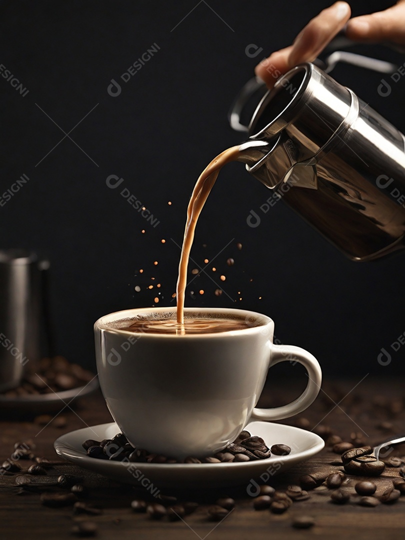 Pessoa colocando café em xícara