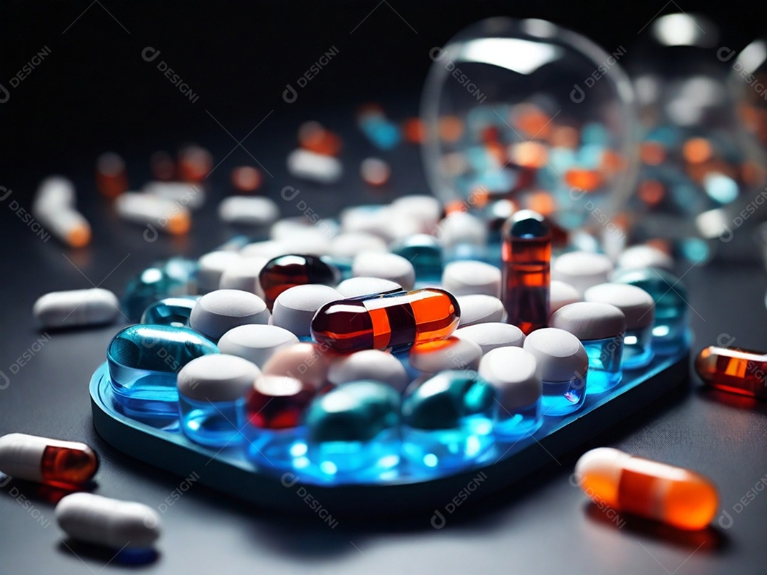 Muitos comprimidos espalhados