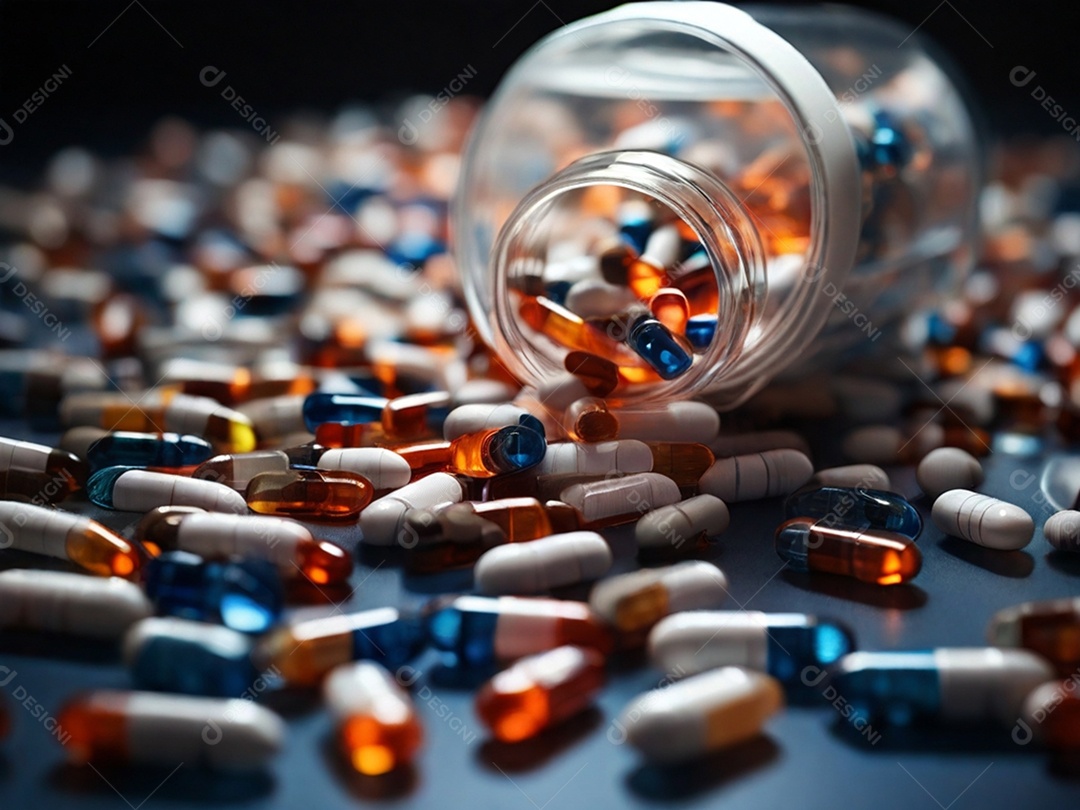 Potes de remédios caídos