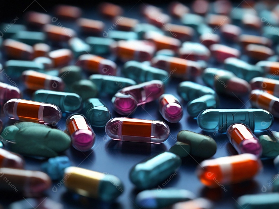 Capsulas de remédios dentro do frasco