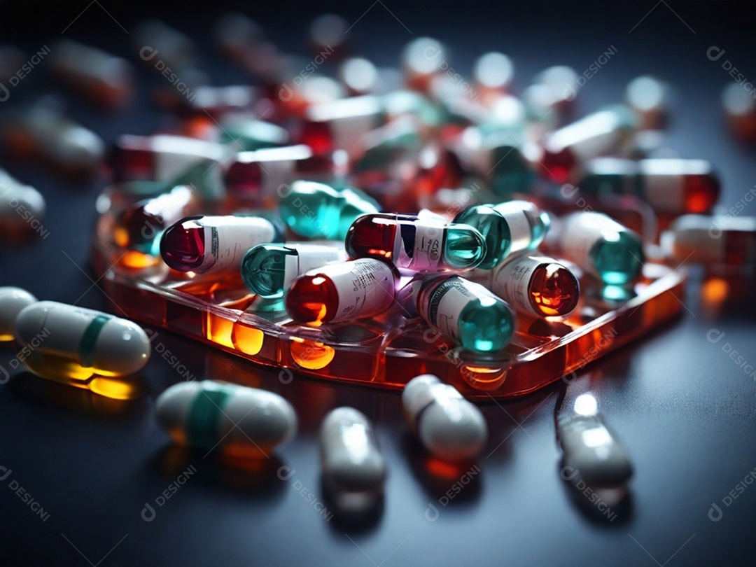 Capsulas de remédios espalhadas