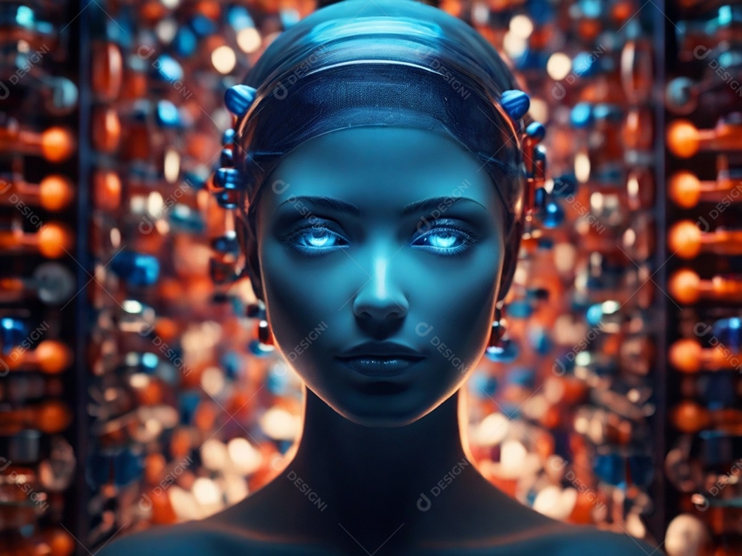 Mulher robô de estudos científicos