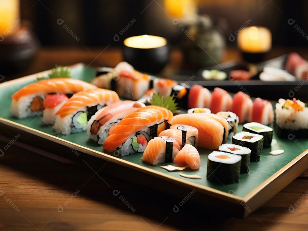 Prato de sushi comida tradicional