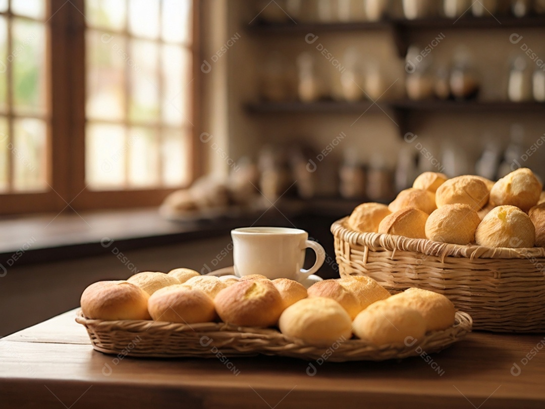 Cesta com muitos bolos deliciosos para café da manhã